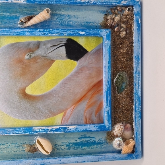 Flamingo Resting Seashell Ocean Beach Framed Art Print - Picture 7 of 12